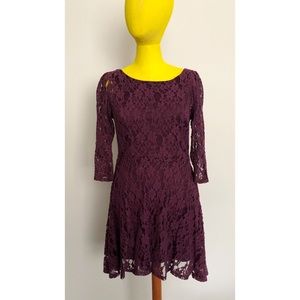 Burgundy Lace Skater Dress